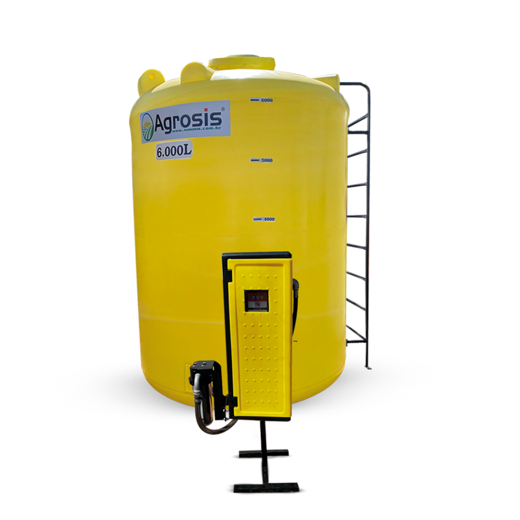 TANQUE VERTICAL AMARELO PARA ÓLEO DIESEL 6000 LITROS COM CAIXA